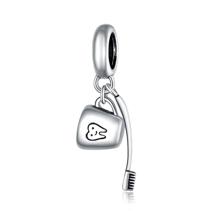 (image for) Pandora Style Silver Toothbrush And Cup Dangle - SCC1597 - Product Image