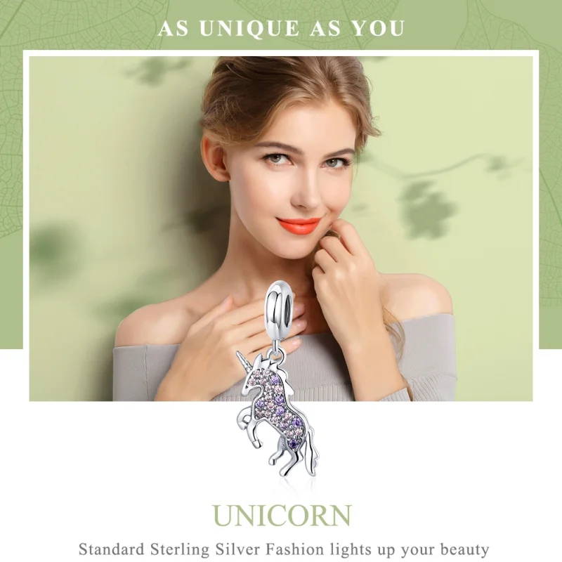 (image for) Pandora Style Silver Unicorn Dangle - SCC996 - View 6