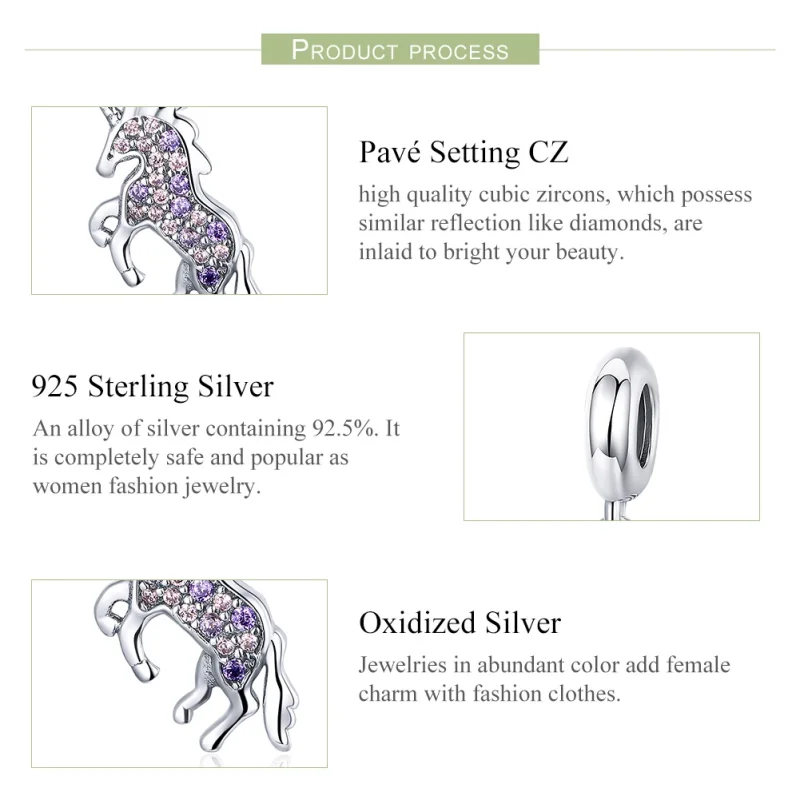 (image for) Pandora Style Silver Unicorn Dangle - SCC996 - View 7