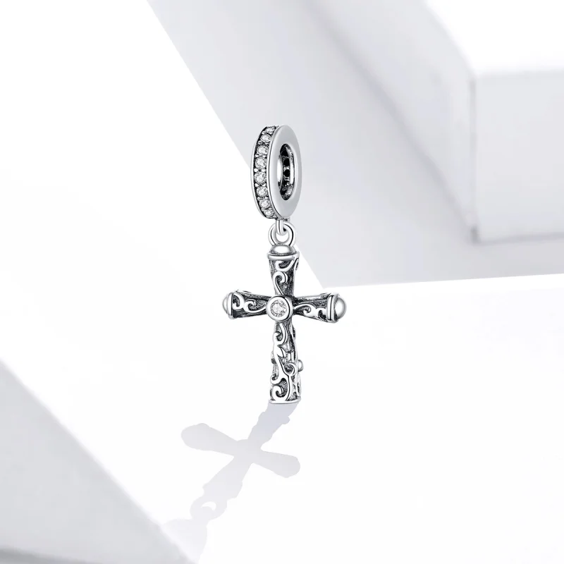(image for) Pandora Style Silver Vintage Cross Dangle - BSC313 - View 2