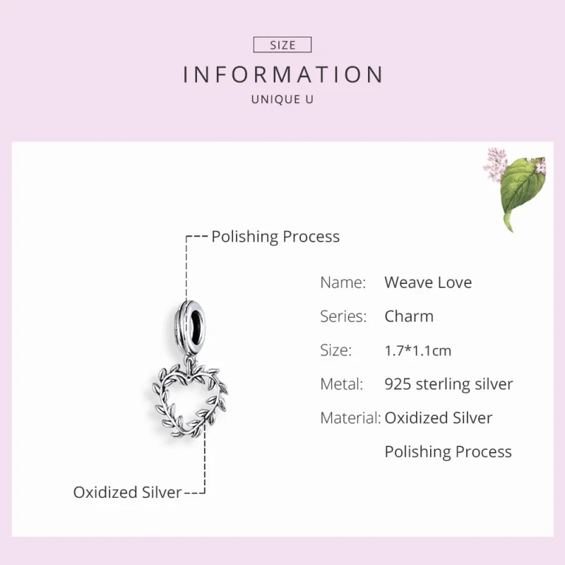 (image for) Pandora Style Silver Weave Love Dangle - SCC1520 - View 7