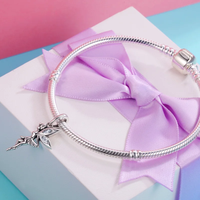 (image for) Pandora Style Silver White Flower Fairy Dangle - SCC359 - View 5