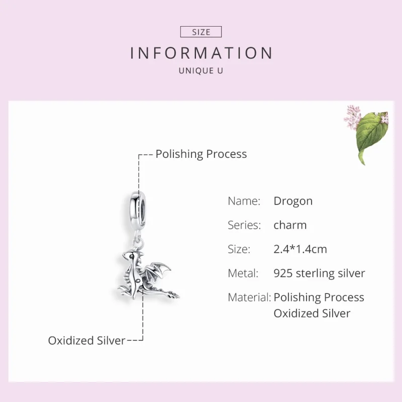 (image for) Pandora Style Silver You Are Magic Dragon Dangle - SCC1322 - View 7