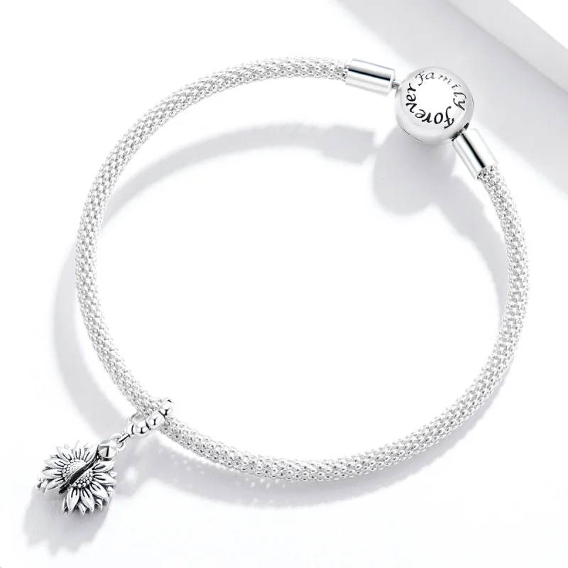 (image for) Pandora Style Smiling Sunflower Dangle - SCC1661 - View 3