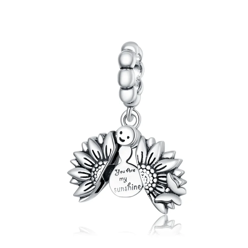 (image for) Pandora Style Smiling Sunflower Dangle - SCC1661 - Product Image