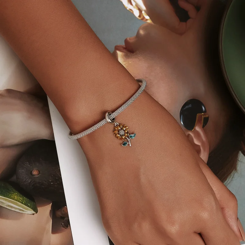 (image for) Pandora Style Sunflower Dangle - SCC2079 - View 6