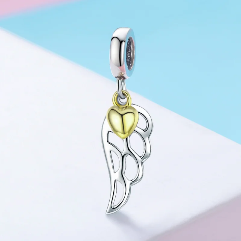 (image for) Pandora Style Two Tone Bicolor Elf Wings Dangle - SCC838 - View 2