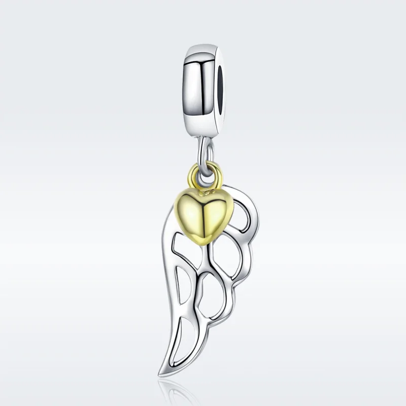 (image for) Pandora Style Two Tone Bicolor Elf Wings Dangle - SCC838 - View 3