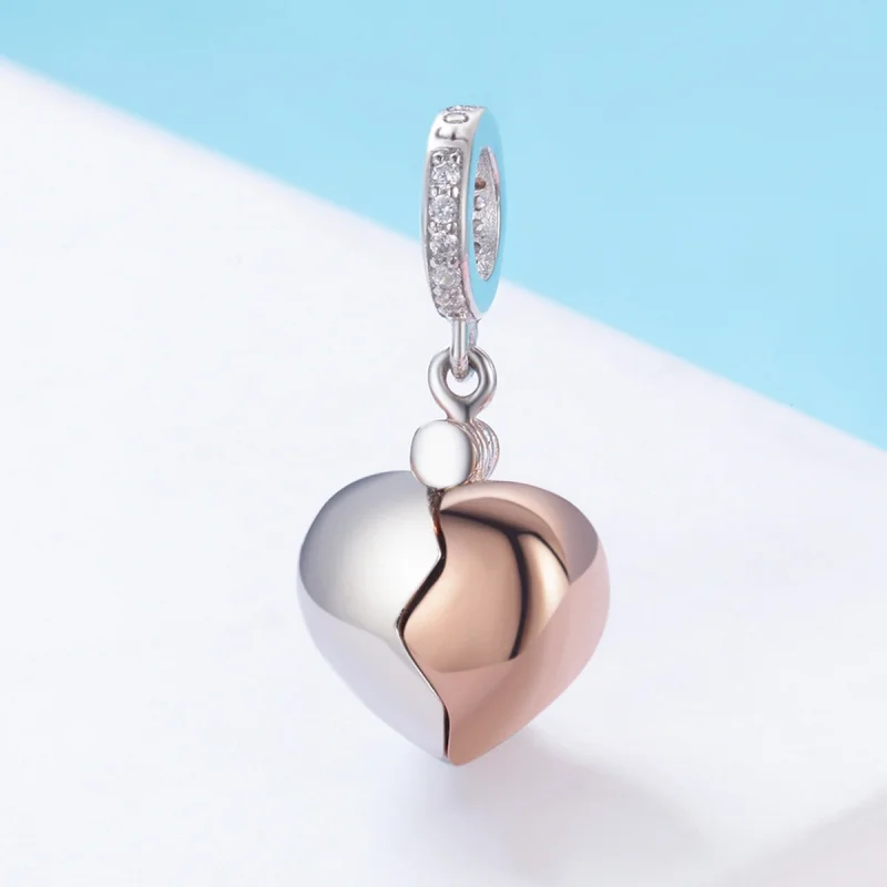 (image for) Pandora Style Two Tone Bicolor Key In Open Heart Dangle - SCC844 - View 2