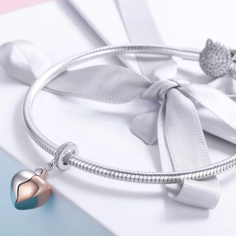 (image for) Pandora Style Two Tone Bicolor Key In Open Heart Dangle - SCC844 - View 4