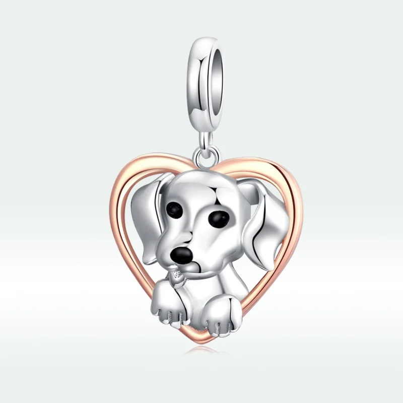 (image for) Pandora Style Two Tone Bicolor Labrador Puppy Dangle - SCC1611 - View 5