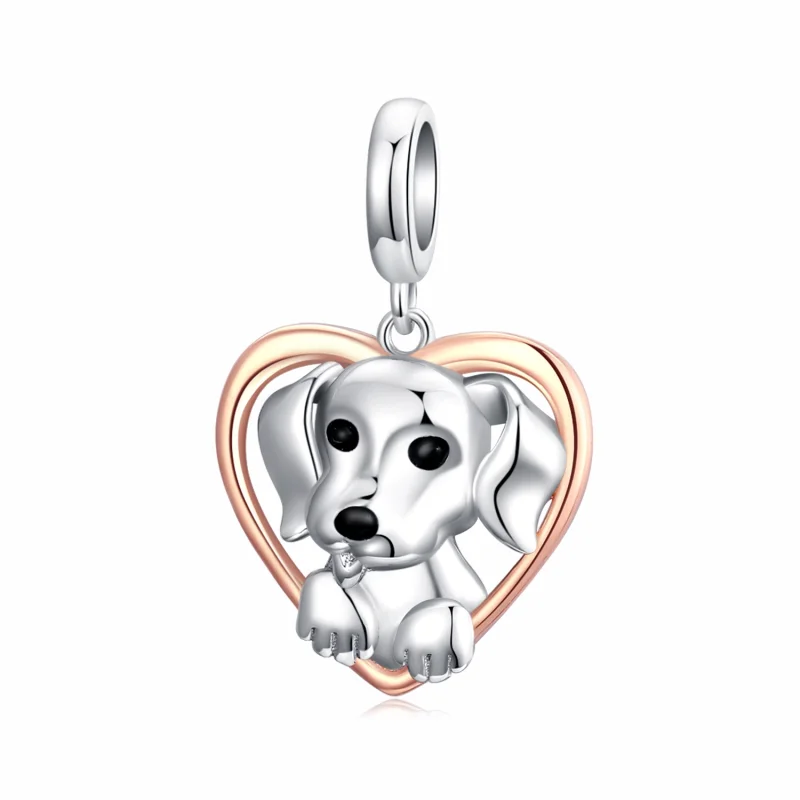 (image for) Pandora Style Two Tone Bicolor Labrador Puppy Dangle - SCC1611 - Product Image