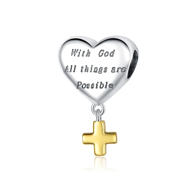 (image for) Pandora Style Two Tone Bicolor With God All Things Are Possible Dangle - BSC309 - Product Image