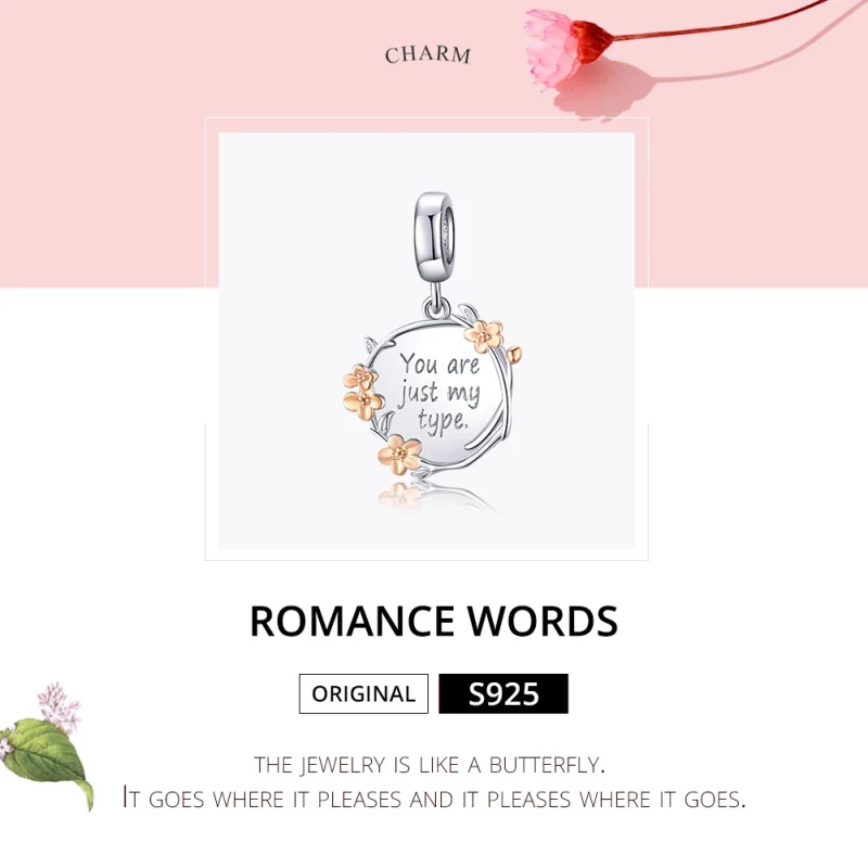 (image for) Pandora Style Two Tone Bicolor You Are Just My Type Dangle - BSC147 - View 6