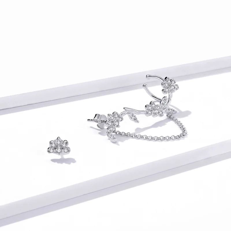 (image for) Pandora Style Blossoms On Moshang Ear clip - BSE476 - View 2