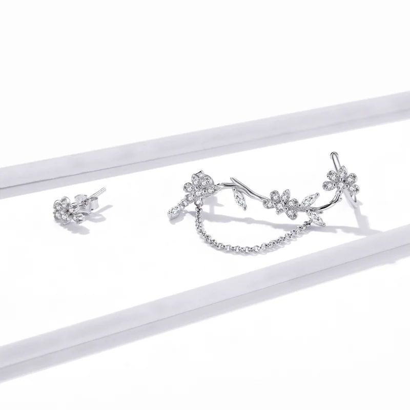 (image for) Pandora Style Blossoms On Moshang Ear clip - BSE476 - View 3