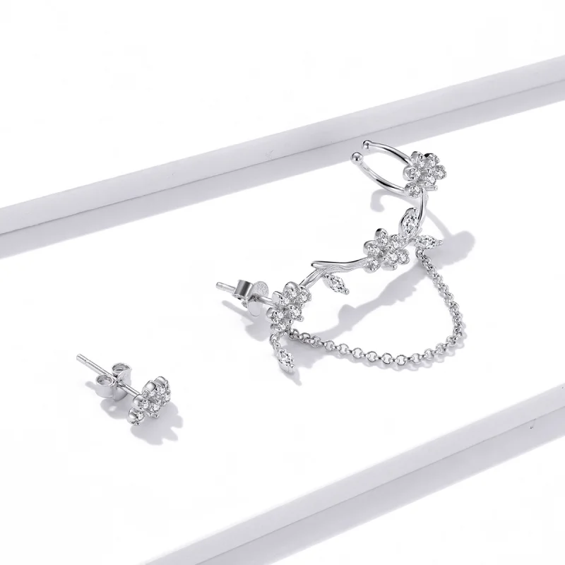 (image for) Pandora Style Blossoms On Moshang Ear clip - BSE476 - View 4