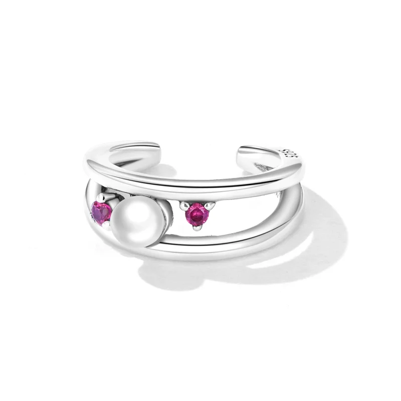 (image for) Pandora Style Exquisite Shell Pearl Double Layer Ear clip - SCE1431 - View 2