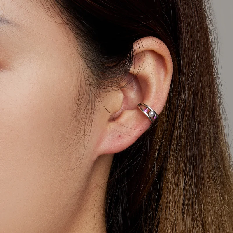 (image for) Pandora Style Exquisite Shell Pearl Double Layer Ear clip - SCE1431 - View 5