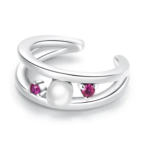 (image for) Pandora Style Exquisite Shell Pearl Double Layer Ear clip - SCE1431