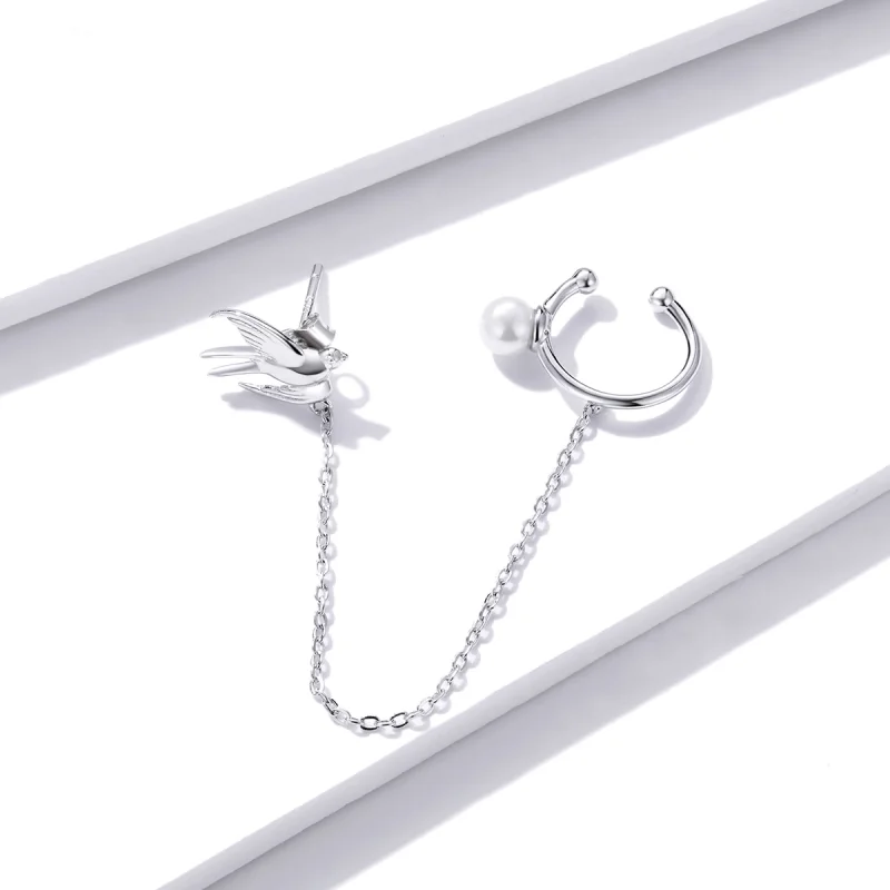 (image for) Pandora Style Flying Swallow Ear clip - BSE411 - View 2