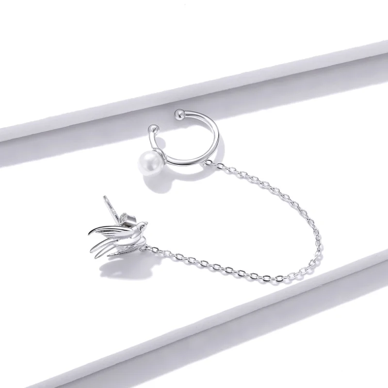 (image for) Pandora Style Flying Swallow Ear clip - BSE411 - View 4
