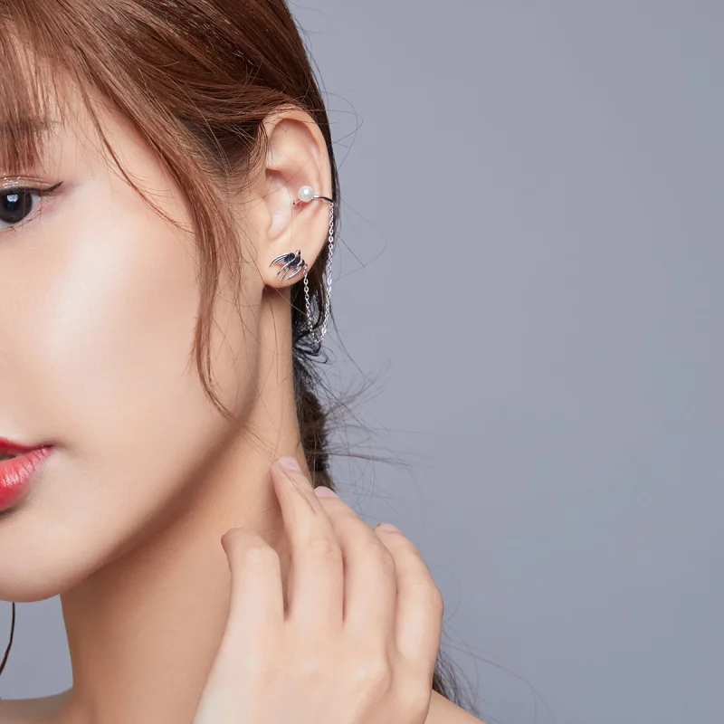 (image for) Pandora Style Flying Swallow Ear clip - BSE411 - View 6