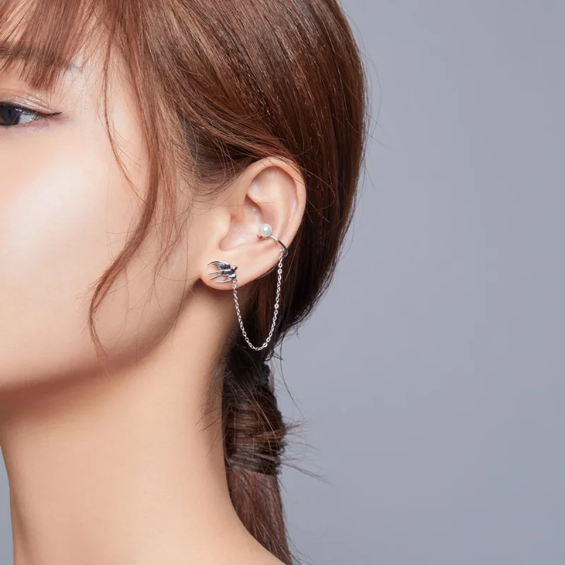 (image for) Pandora Style Flying Swallow Ear clip - BSE411 - View 8