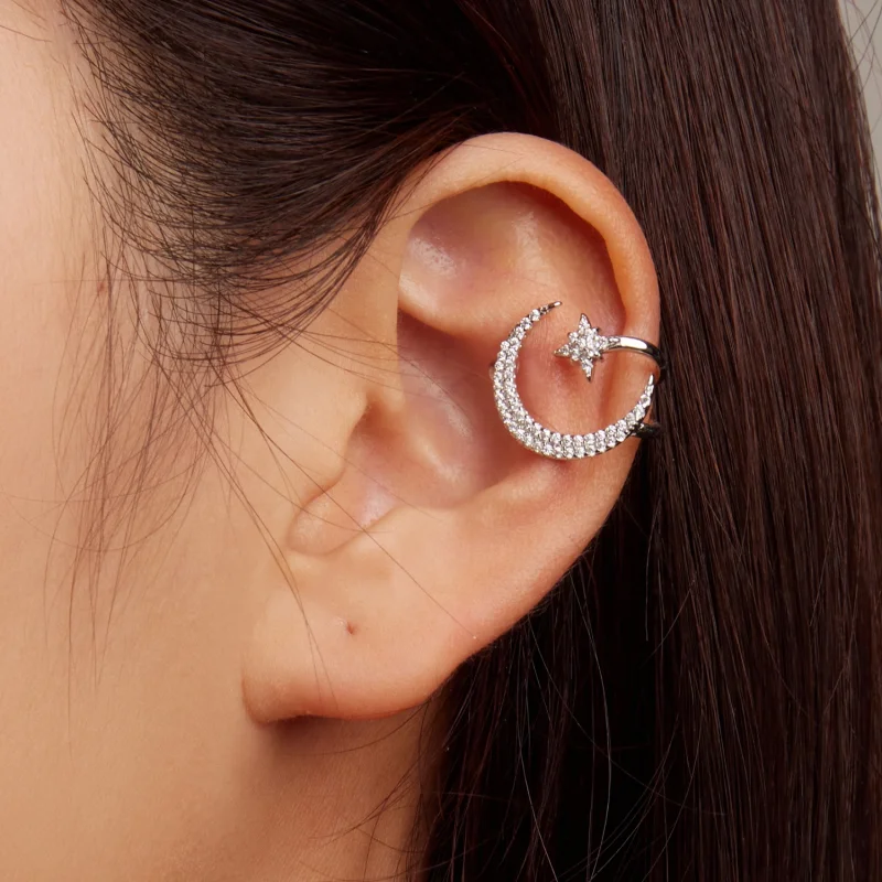 (image for) Pandora Style Moon and Stars Ear clip - BSE701 - View 5