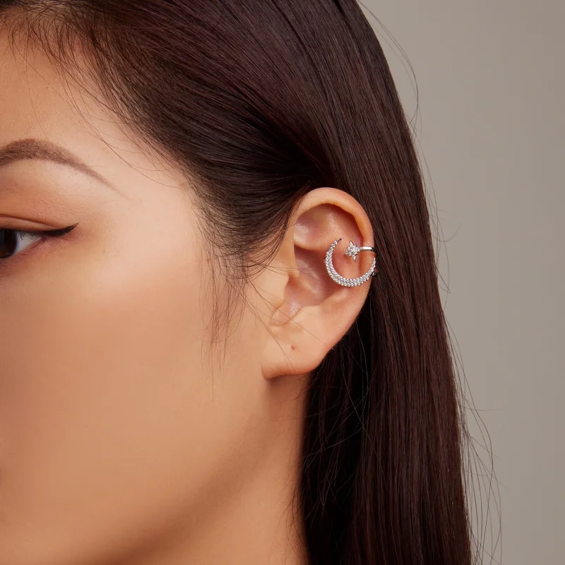 (image for) Pandora Style Moon and Stars Ear clip - BSE701 - View 6