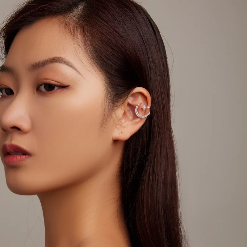 (image for) Pandora Style Moon and Stars Ear clip - BSE701 - View 7