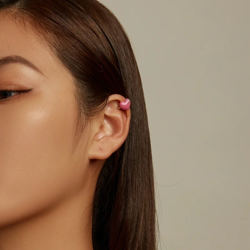 (image for) Pandora Style Rose Red Heart Ear clip - SCE1362 - View 6