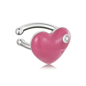 (image for) Pandora Style Rose Red Heart Ear clip - SCE1362