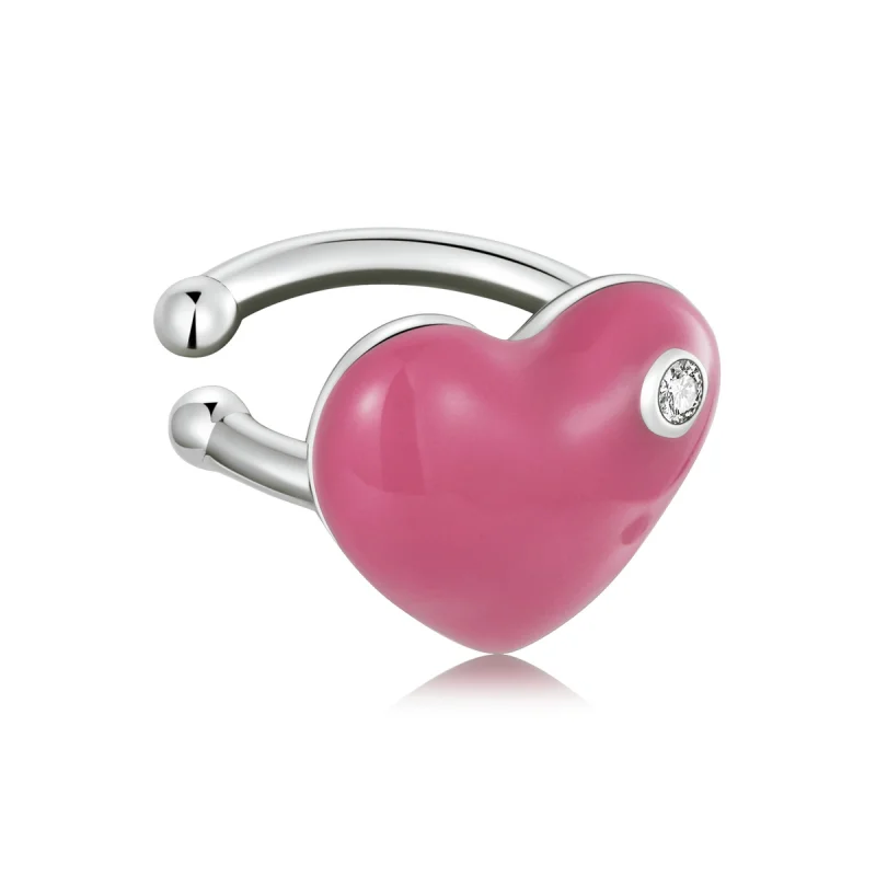 (image for) Pandora Style Rose Red Heart Ear clip - SCE1362 - Product Image