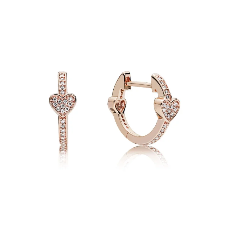 (image for) Alluring Hearts Hoop Earrings, PANDORA Rose™ & Clear CZ - 287290CZ - Product Image