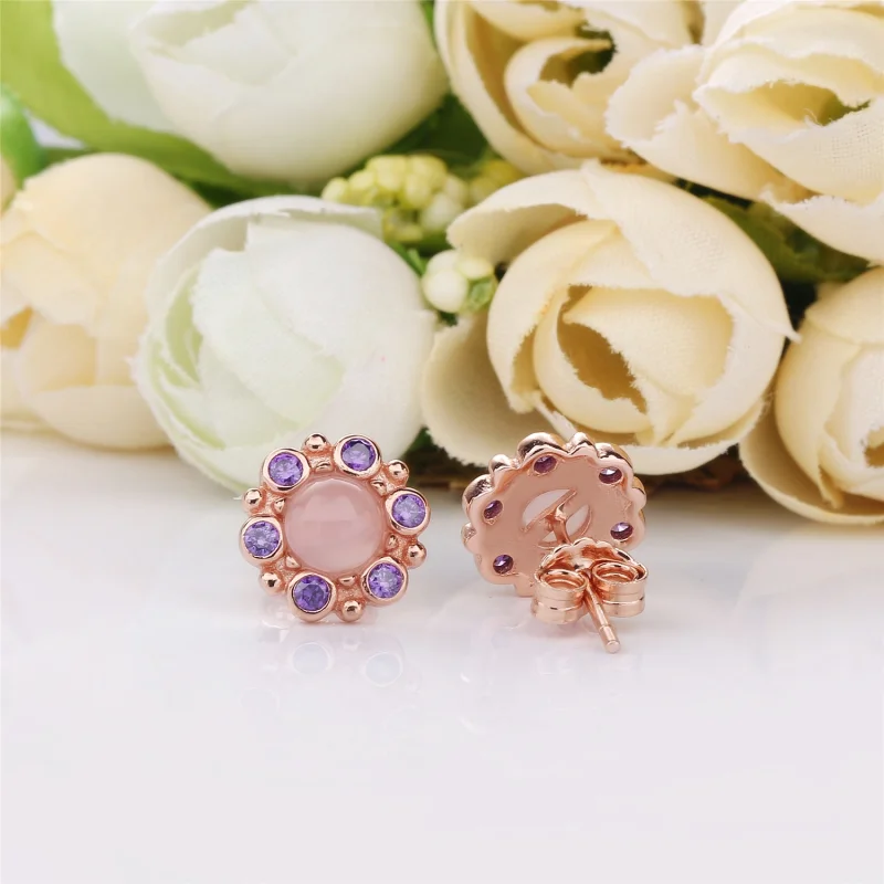 (image for) Heraldic Radiance Earrings, PANDORA Rose™ Pink & Purple Crystals - 287728NPM - View 3