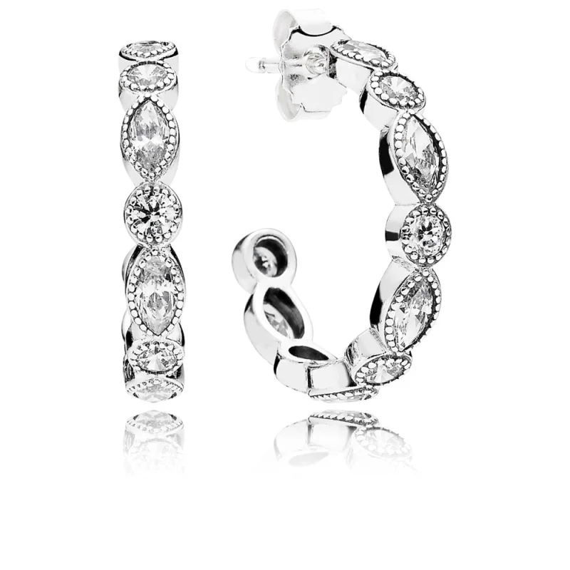 (image for) PANDORA Alluring Brilliant Marquise with Clear CZ Hoop Earrings - 290724CZ - Product Image