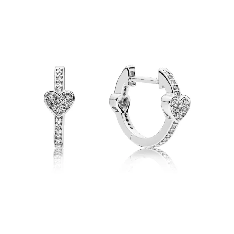 (image for) PANDORA Alluring Hearts Hoop Earrings, Clear CZ - 297290CZ - Product Image