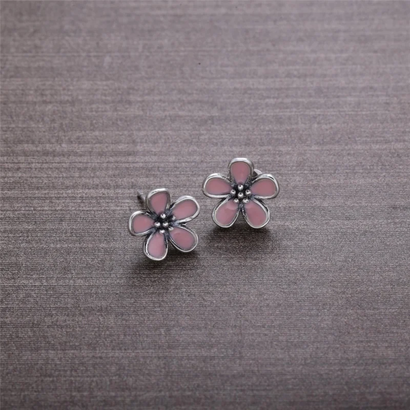 (image for) PANDORA Cherry Blossom with Pink Enamel Stud Earrings - 290537EN40 - View 2