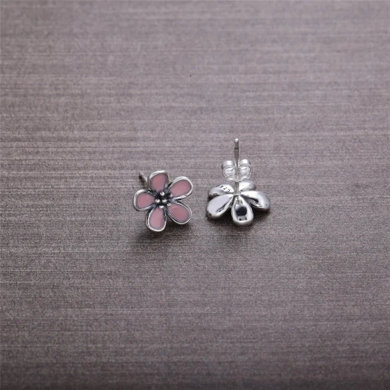 (image for) PANDORA Cherry Blossom with Pink Enamel Stud Earrings - 290537EN40 - View 3