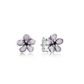 PANDORA Cherry Blossom with Pink Enamel Stud Earrings - 290537EN40