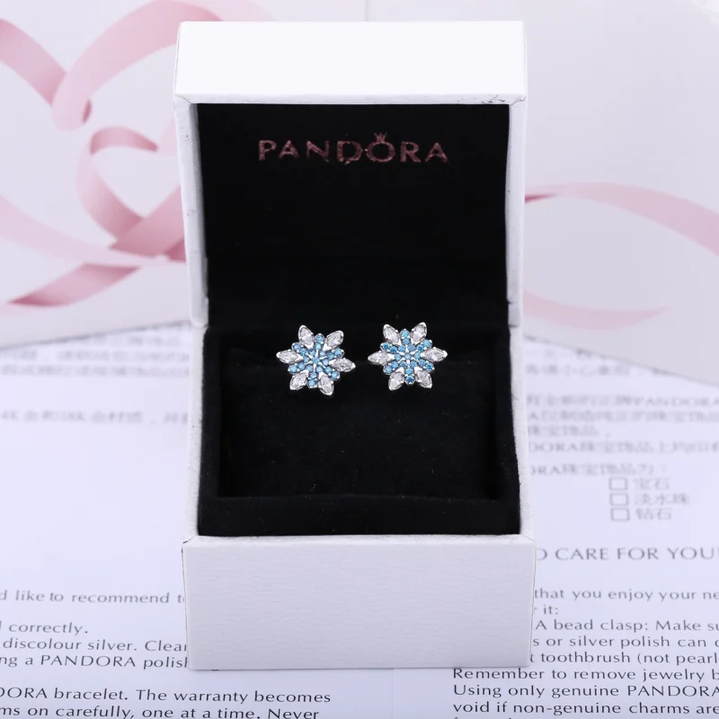 (image for) PANDORA Crystallised Snowflake Stud Earringsr - 290590NBLMX - View 2