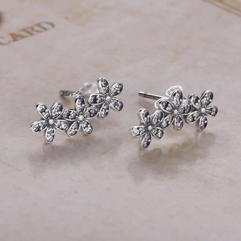 (image for) PANDORA Dazzling Daisies, Clear CZ Stud Earrings - 290744CZ - View 2