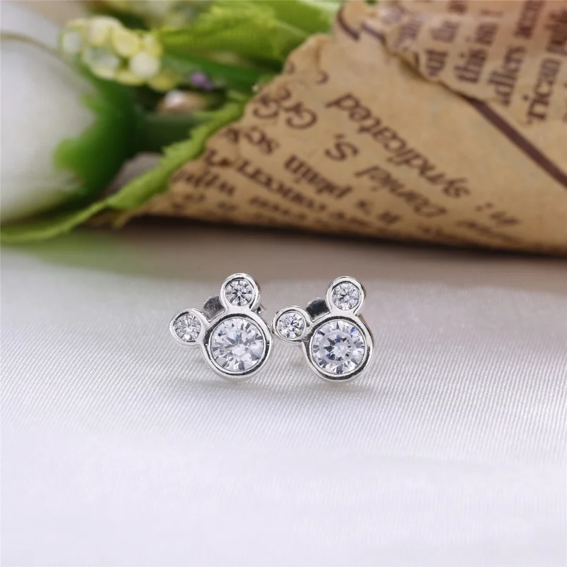 (image for) PANDORA Disney Mickey Silver Stud Earrings - 290577CZ - View 2