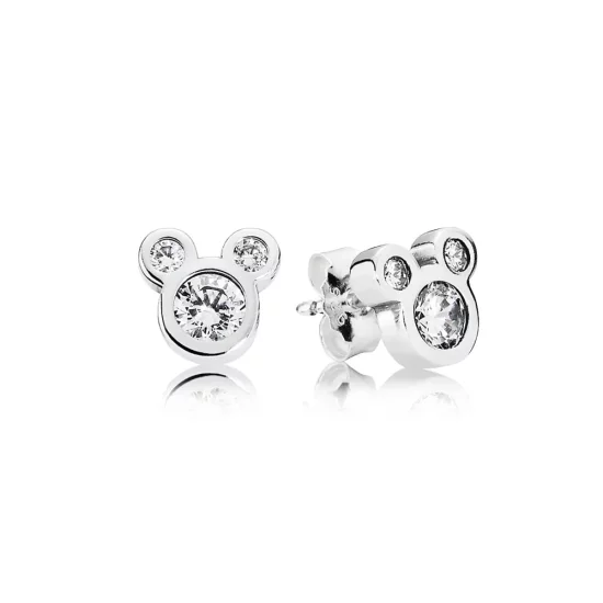 PANDORA Disney Mickey Silver Stud Earrings - 290577CZ