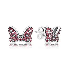 (image for) PANDORA Disney, Minnie's Sparkling Bow Stud Earrings, Red Clear CZ - 290578CZR