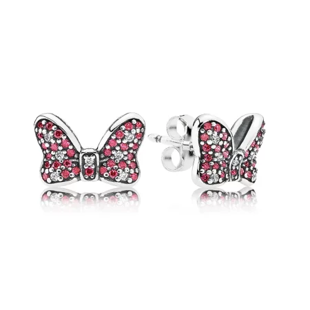 PANDORA Disney, Minnie's Sparkling Bow Stud Earrings, Red Clear CZ - 290578CZR