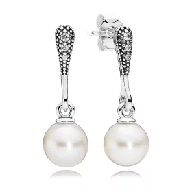 PANDORA Elegant Beauty, White Pearl Clear CZ Earrings - 290733P PANDORA Elegant Beauty, White Pearl Clear CZ Earrings - 290733P