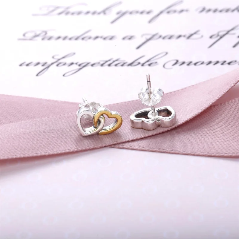 (image for) PANDORA Entwined Hearts Stud Earrings - 290567 - View 3