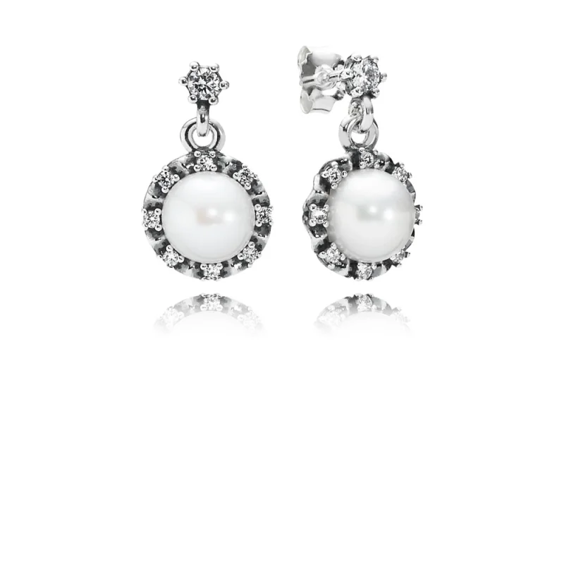 (image for) PANDORA Everlasting Grace Earrings, White Pearl & Clear Cz - 290562P - Product Image